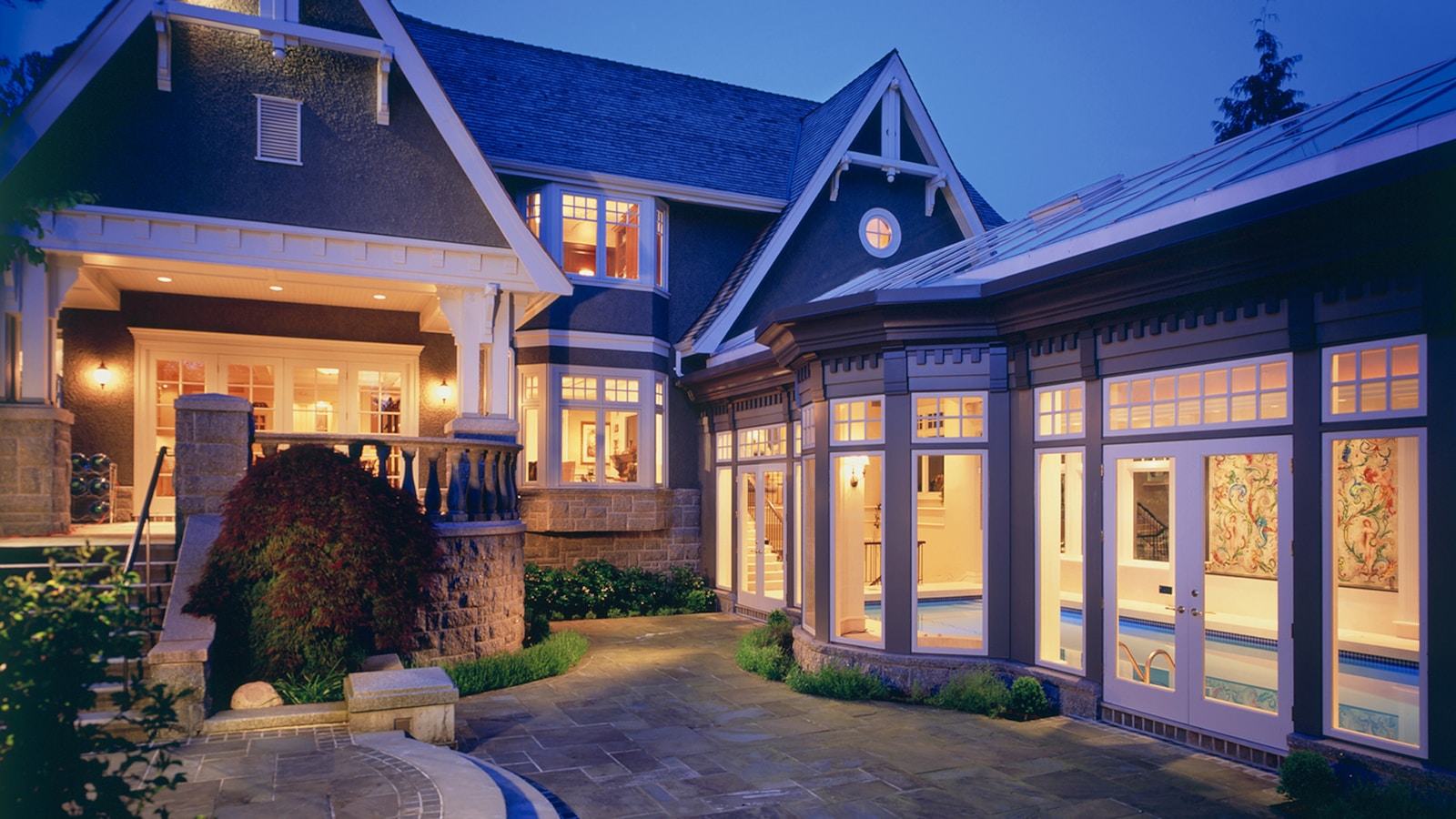 a large house with a lot of windows, home