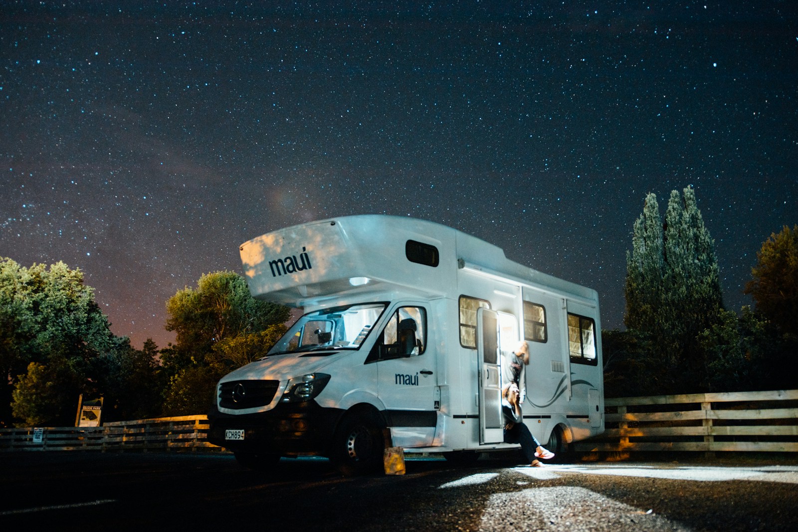 white Maul type-C motorhome, RV